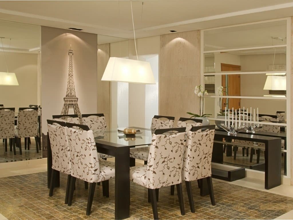 SALA DE JANTAR - COMO DECORAR COM MESA DE JANTAR, LUSTRE, BUFFET E