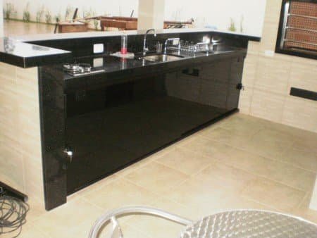 Vidro Pintado 4 Kit De Pia Com Vidro Preto
