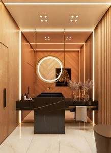 Espelho Bronze com LED redondo para banheiro ou lavabo