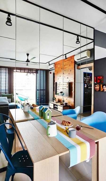 AMPLIAR ESPAÇOS Pequenos 3 Parede De Espelho Para Sala Com Mesa De Quatro Cadeiras