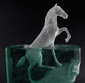 Cavalo Jateado No Vidro Arte Em Vidro - Peter Nilsson Lapidação Multipla
