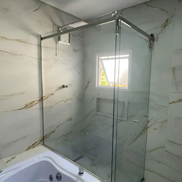 Box de vidro para banheiro moove inox cromado show glass