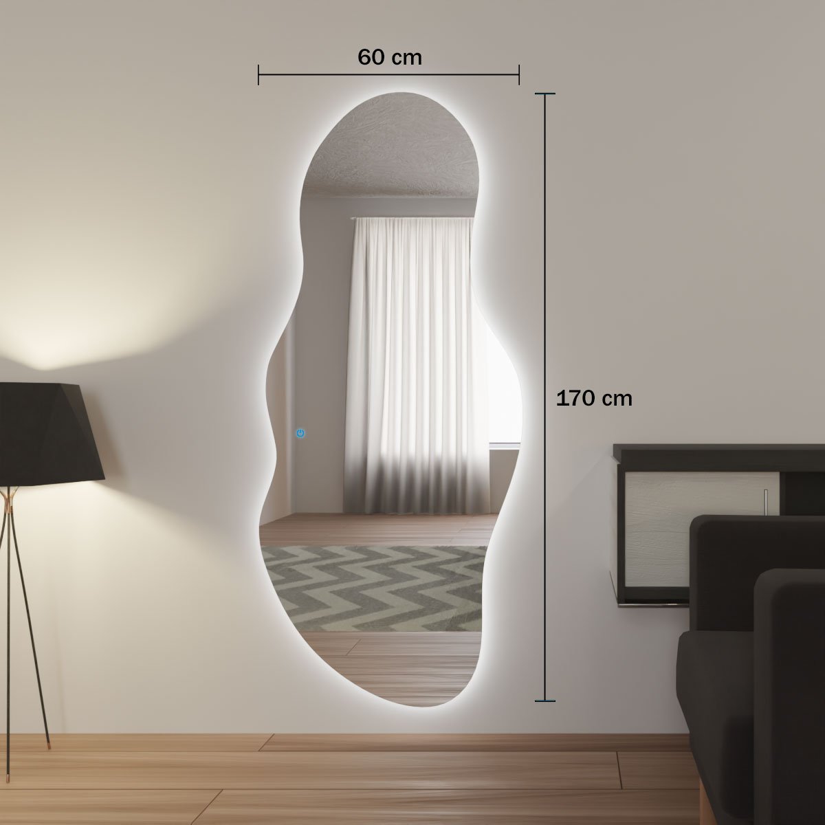 Espelho Grande Orgânico com Led e Touch 60×170 cm 6 Espelho_Organico_60X170_Medidas