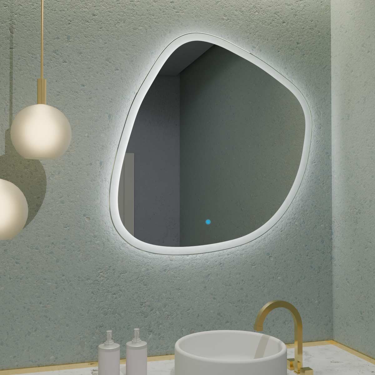 Espelho Orgânico com Led e Touch 85x90cm 1 Espelho Orgânico Com Led E Touch 85X90Cm