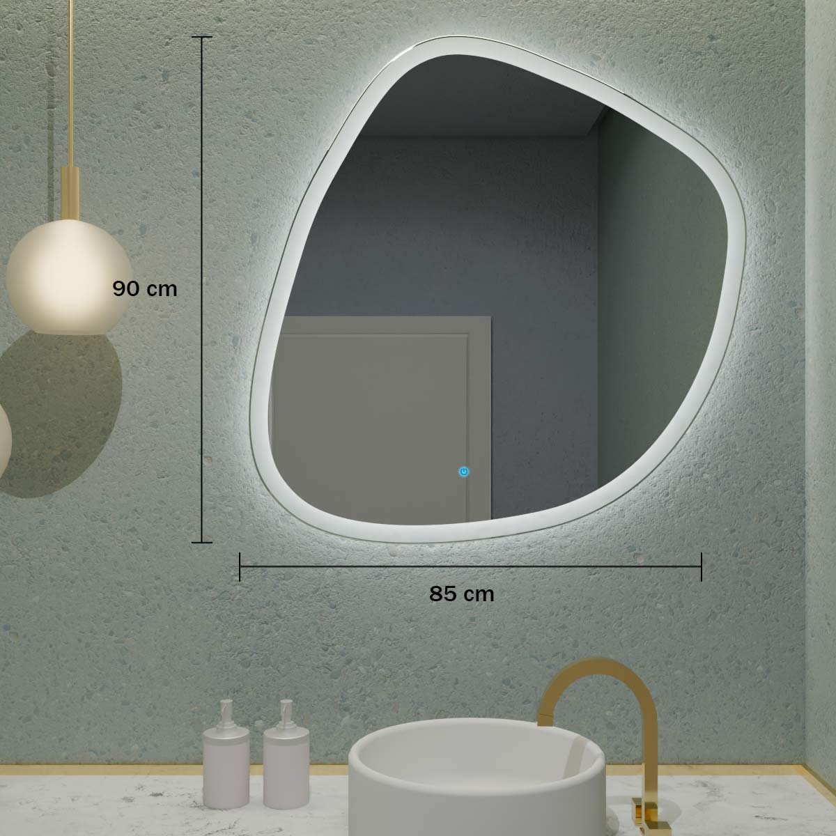 Espelho Orgânico com Led e Touch 85x90cm 7 Espelho_Organico_85X90_Medidas_4000K