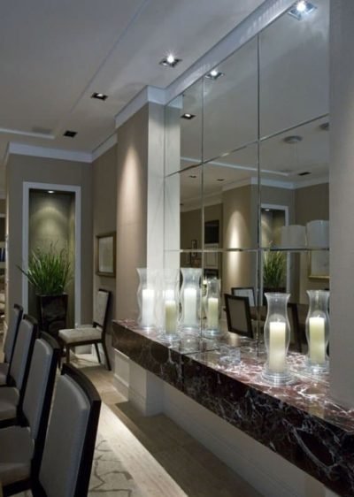 Parede De Espelho Decorativo Com Bisote Para Sala De Jantar