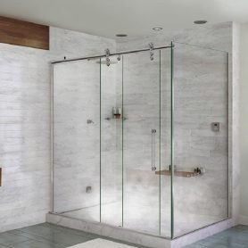 Box De Banheiro Moderno Em São Paulo Show Glass Elegance Roldanas Aparentes Inox Cromado Brilhante