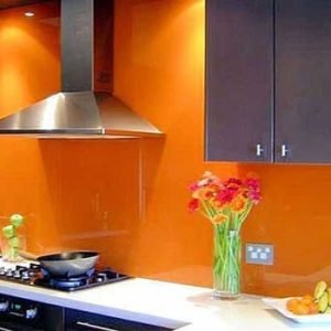 Vidro Para Cozinha Pintado Laranja Serigrafia Fria